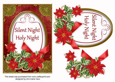 Red Poinsettia Silent Night Oval 7x5in Step by Step