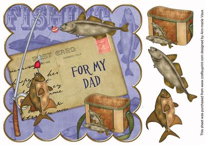 Blue Fishing for My Dad 8in Decoupage Step by Step