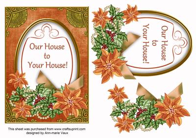 Borange Poinsettia Our House to Yours Oval 7x5 Step by Step