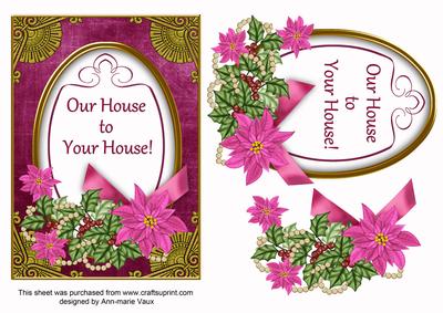 Cerise Poinsettia Our House to Yours Oval 7x5 Step by Step