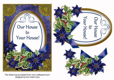 Dblue Poinsettia Our House to Yours Oval 7x5 Step by Step