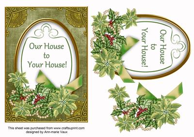 Olive Poinsettia Our House to Yours Oval 7x5 Step by Step