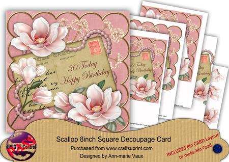 Pink Magnolia 30 Today 8in Extreme Decoupage Cf Kit