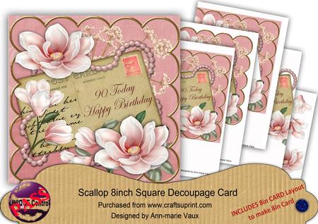 Pink Magnolia 90 Today 8in Extreme Decoupage Cf Kit