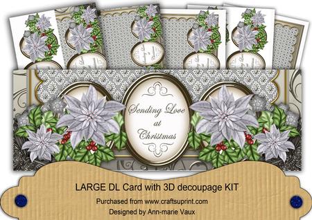 Silver Poinsettia Love at Christmas Large Dl Card Kit