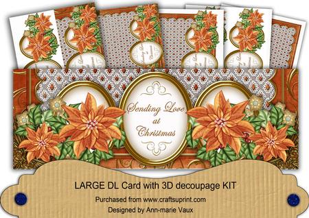 Borange Poinsettia Love at Christmas Large Dl Card Kit