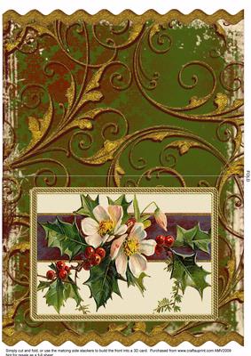 Christmas Roses Wavy Edge Card