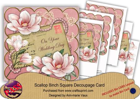 Pink Magnolia Your Wedding Day 8in Xtreme Decoupage Kit