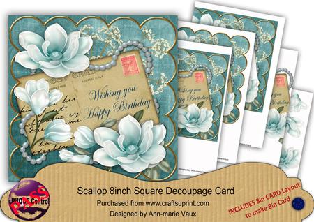 Teal Magnolia Happy Birthday 8in Xtreme Decoupage Kit