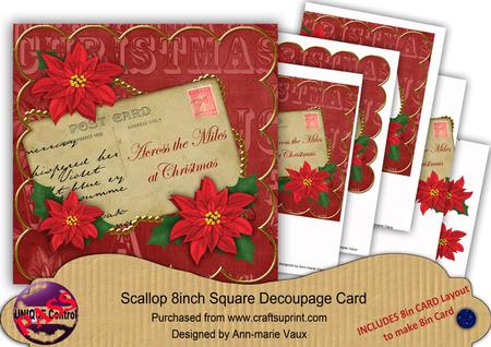 Red Poinsettia Across the Miles 8in Xtreme Decoupage Kit