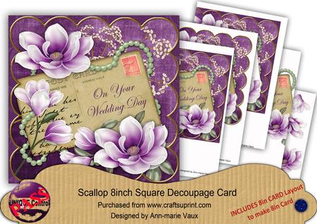 Purple Magnolia Your Wedding Day 8in Xtreme Decoupage Kit