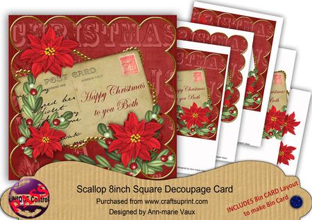 Red Poinsettia Christmas to Both 8in Xtreme Decoupage Kit