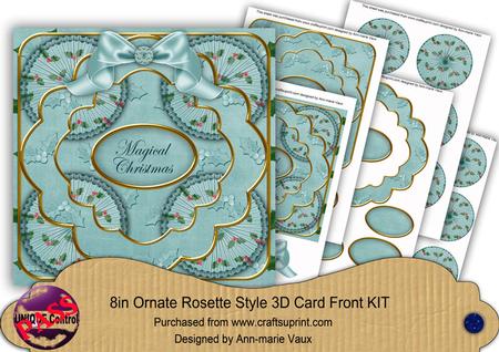 Dusky Teal Holly Magical Christmas 8in Rosette Cf Kit
