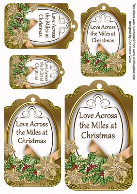 Gold Poinsettia Across the Miles Sentiment Tag Sheet