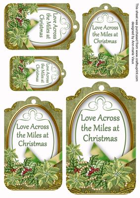 Olive Poinsettia Across the Miles Sentiment Tag Sheet