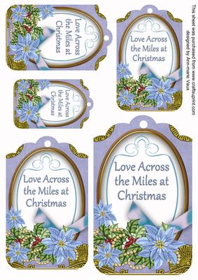 Pale Blue Poinsettia Across the Miles Sentiment Tag Sheet