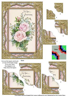 Anniversary Rose 7x5in Scalloped Duo Stacker