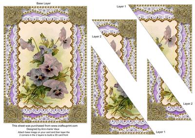 Purple Pansies 7x5in Triangle Corner Stacker