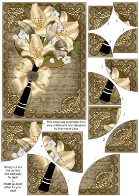 Cream Lily Fan 7x5 All 4 Corner Stacker