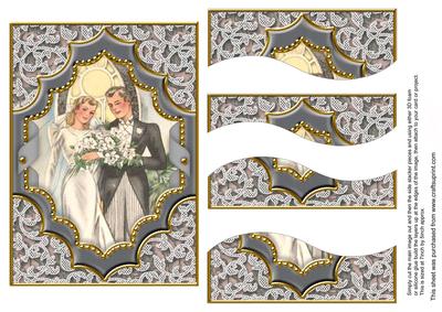 Bride & Groom Ornate 7x5in Swirvey Top Bottom Stacker