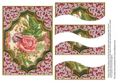 Pink Butterfly Rose Ornate 7x5in Swirvey Top Bottom Stacker