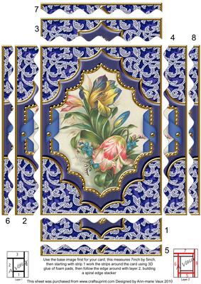 Blue Tulips Ornate 7x5in Wavy Spiral Edge Stacker