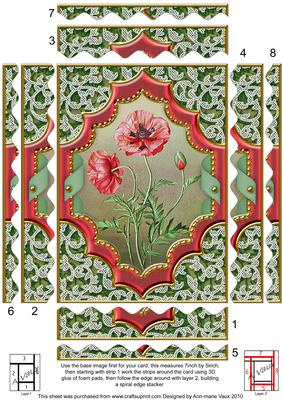 Painted Poppies Ornate 7x5in Wavy Spiral Edge Stacker