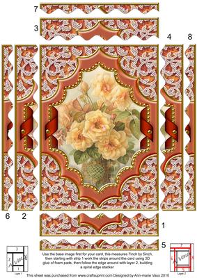 Peach Roses Ornate 7x5in Wavy Spiral Edge Stacker