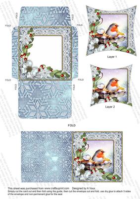 Robin Poinsettia Mini Card Envelope Pointy Stacker Aio