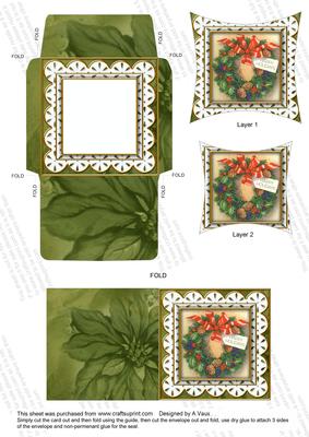 Holiday Wreath Mini Card Envelope Pointy Stacker Aio