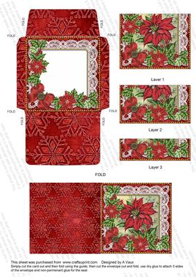 Red Poinsettia Mini Card Envelope Bottom Stacker Aio