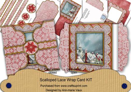Red Rooftops 3D Scallop Lace Wrap Card Kit