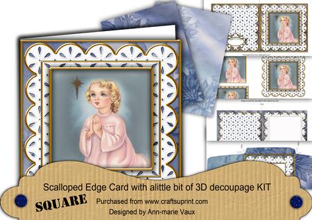 Preying Angel Anglaise Scallop Square 3D Card Kit