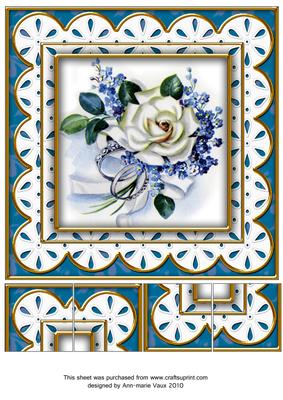 Wedding Rose Anglaise 8in Picture Sheet Topper