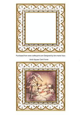 Snowy Village Anglaise 5in Card Front and Shaker Frame