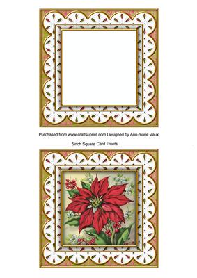 Red Poinsettia Anglaise 5in Card Front and Shaker Frame