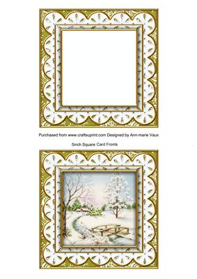 Pretty Snowscene Anglaise 5in Card Front and Shaker Frame
