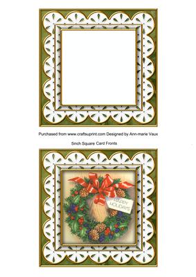 Christmas Wreath Anglaise 5in Card Front and Shaker Frame