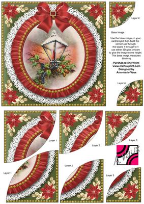 Christmas Lantern Ruffle 6in Duo Corner Stacker