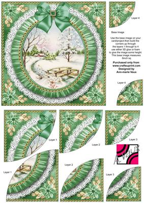Pretty Snowscene Green Ruffle 6in Duo Corner Stacker