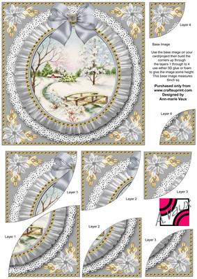 Pretty Snowscene Grey Ruffle 6in Duo Corner Stacker