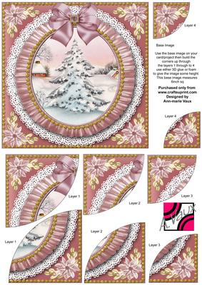 Silver Pink Tree Ruffle 6in Duo Corner Stacker