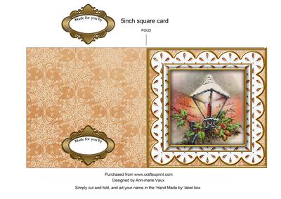 Christmas Lantern Anglaise 5in Picture Cut and Fold Card