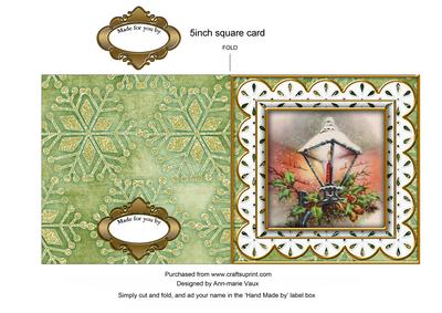 Christmas Lantern Gr Anglaise 5in Picture Cut and Fold Card