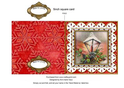 Christmas Lantern Red Anglaise 5in Picture Cut and Fold Card