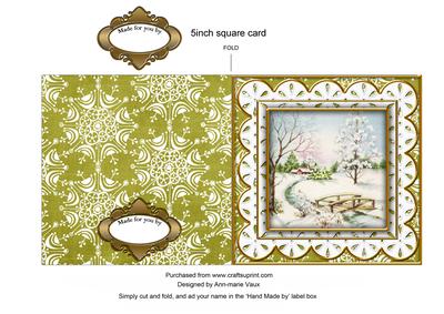Pretty Snowscene Anglaise 5in Picture Cut and Fold Card