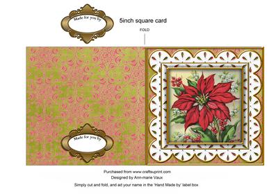 Red Poinsettia Anglaise 5in Picture Cut and Fold Card
