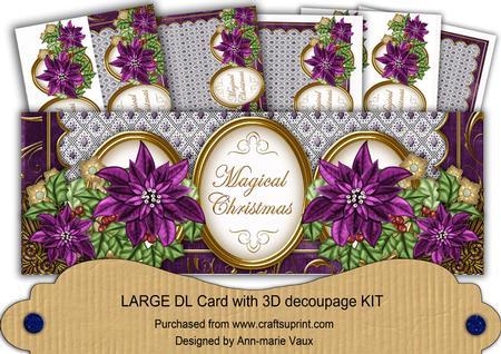 Purple Poinsettia Magical Christmas Large Dl Card Kit