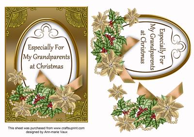 Silver Poinsettia Grandparents Christmas 7x5in Step by Step