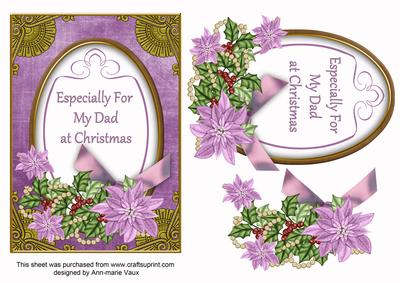 Lilac Poinsettia Dad at Christmas Oval 7x5 Step by Step